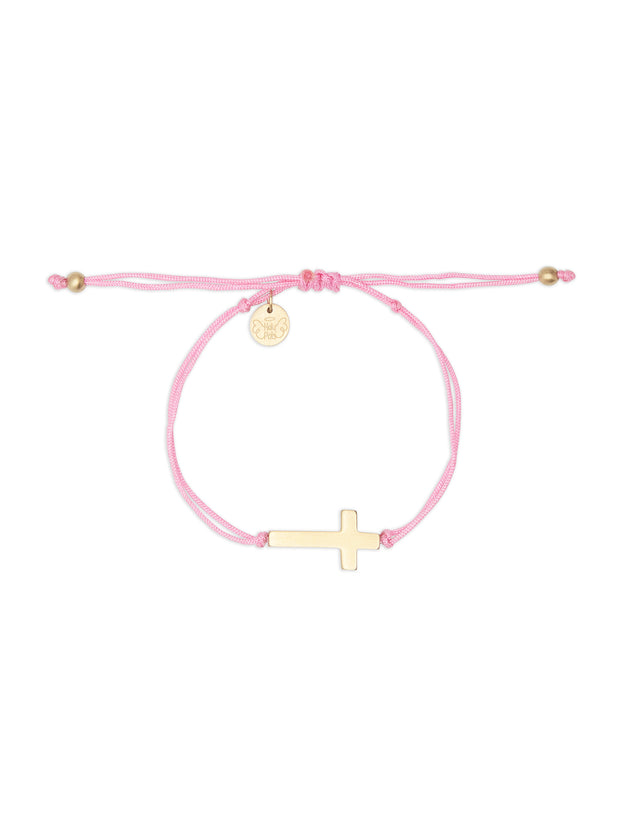 Cross Pink String Bracelet