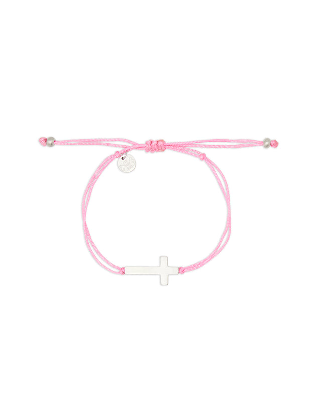 Cross Pink String Bracelet