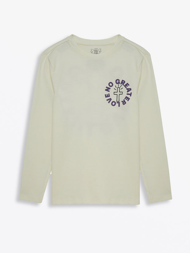Baby No Greater Love Purple T-Shirt Cotton | Long Sleeve