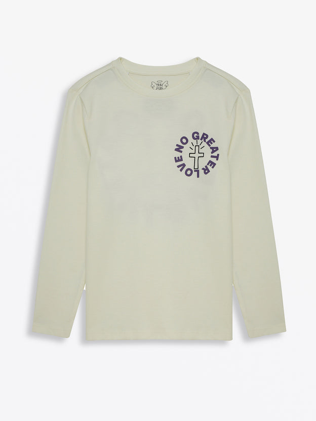 Baby No Greater Love Purple T-Shirt Cotton | Long Sleeve