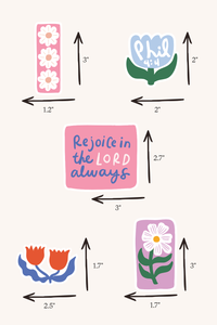 Rejoice in the Lord Floral Sticker Pack 4Pack