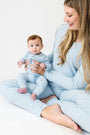 God's Got My Back Blue PJ Womens Long Sleeve Set Ribbed Cotton-Bamboo Blend
