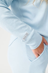 Gods Got My Back Blue PJ Womens Long Sleeve Set Ribbed Cotton-Bamboo Blend