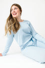 God's Got My Back Blue PJ Womens Long Sleeve Set Ribbed Cotton-Bamboo Blend