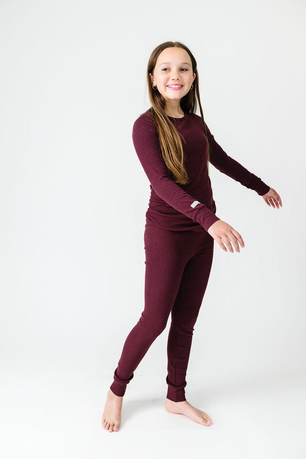 God's Got My Back Fig PJ Long Sleeve Set Ribbed Cotton-Bamboo Blend