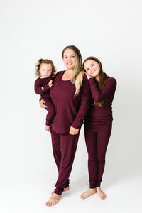Gods Got My Back Fig PJ Long Sleeve Set Ribbed Cotton-Bamboo Blend