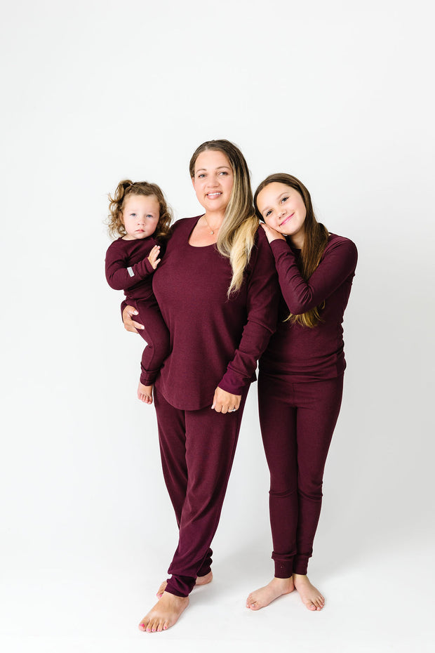 God's Got My Back Fig PJ Long Sleeve Set Ribbed Cotton-Bamboo Blend
