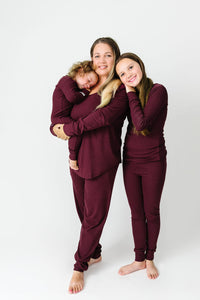Gods Got My Back Fig PJ Womens Long Sleeve Jogger Set Ribbed Cotton-Bamboo Blend