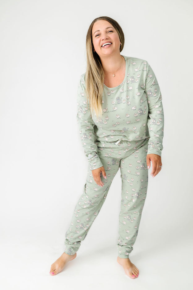 The Lost Sheep PJ Womens Long Sleeve Jogger Set Cotton