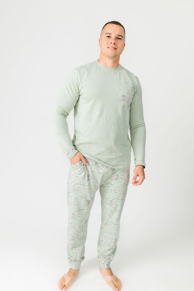 The Lost Sheep PJ Mens Long Sleeve Jogger Set Cotton
