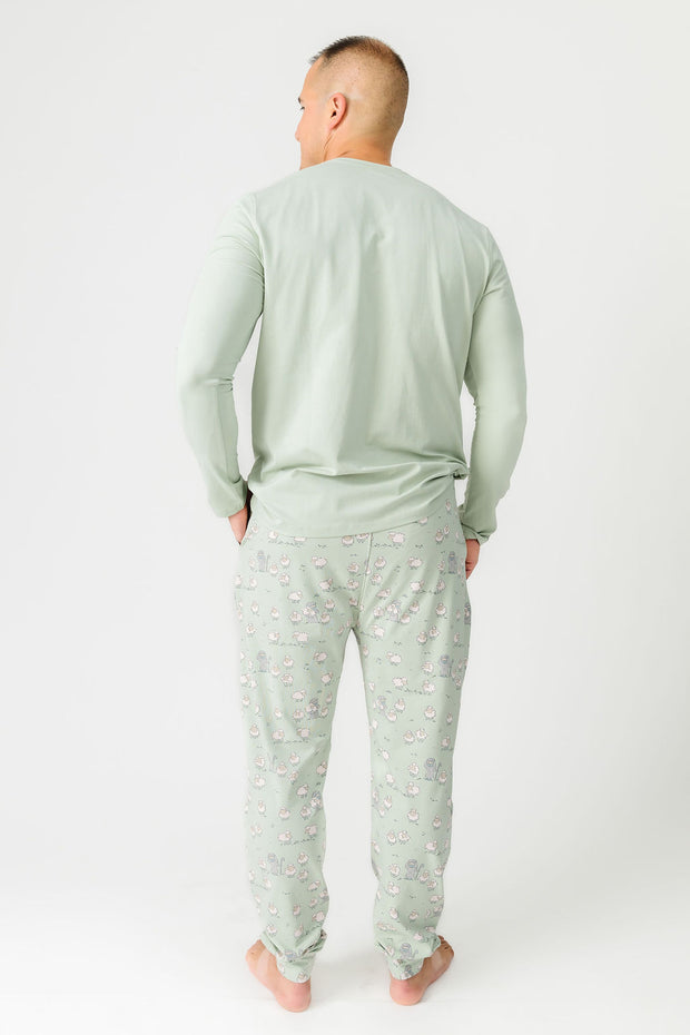 The Lost Sheep PJ Mens Long Sleeve Jogger Set Cotton