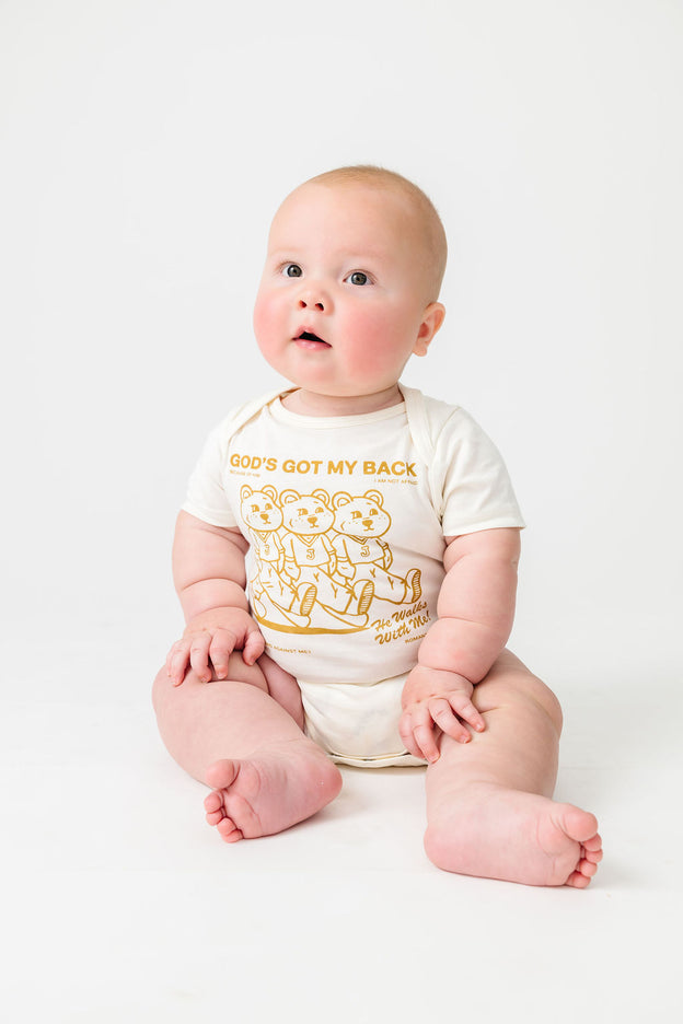 Baby God's Got My Back Tan Bodysuit Cotton | Short Sleeve