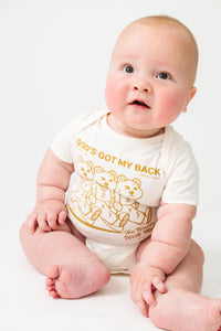 Baby Gods Got My Back Tan Bodysuit Cotton | Short Sleeve