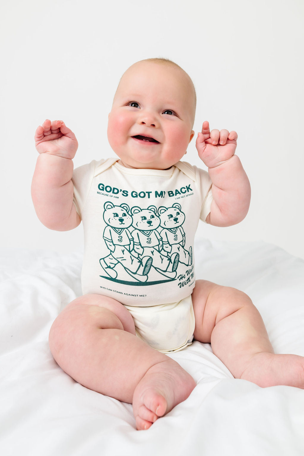 Baby Gods Got My Back Teal Bodysuit Cotton | Short Sleeve