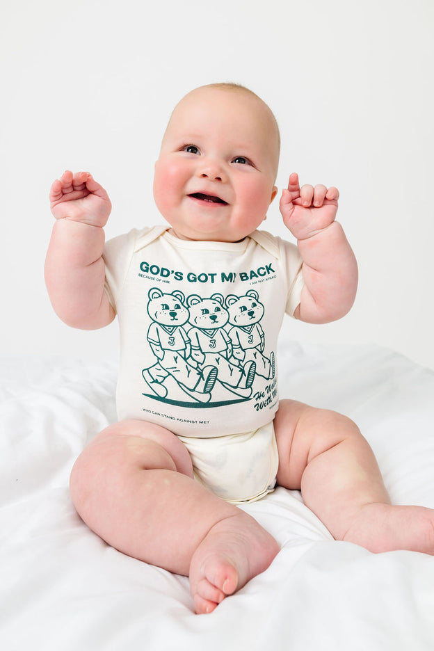 Baby God's Got My Back Teal Bodysuit Cotton | Short Sleeve