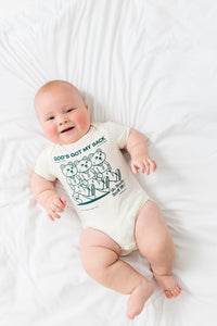 Baby Gods Got My Back Teal Bodysuit Cotton | Short Sleeve