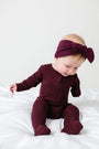 God's Got My Back Fig PJ Footed Onesie Ribbed Cotton-Bamboo Blend