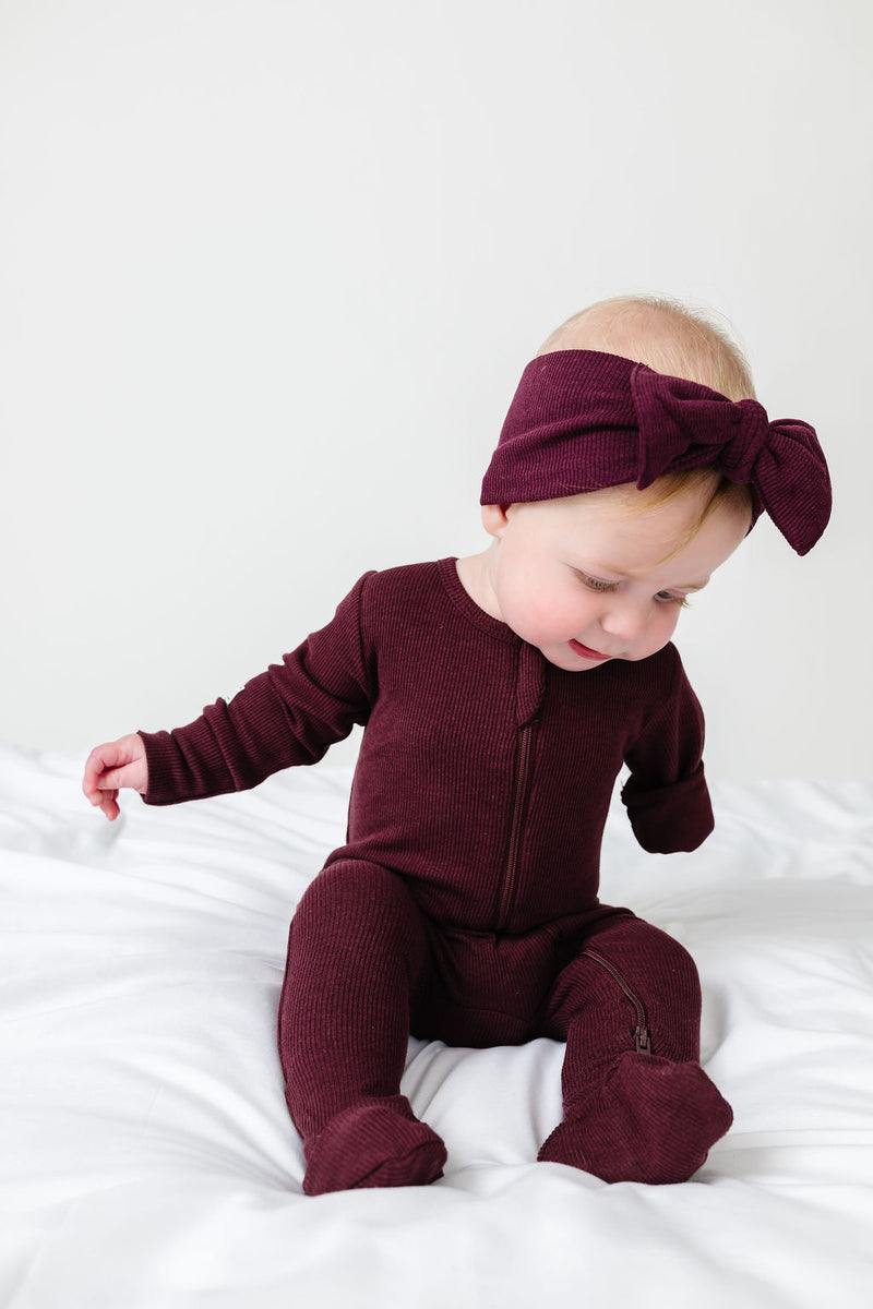 God's Got My Back Fig Headband Ribbed Cotton-Bamboo Blend