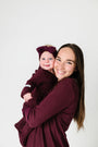 God's Got My Back Fig PJ Footed Onesie Ribbed Cotton-Bamboo Blend