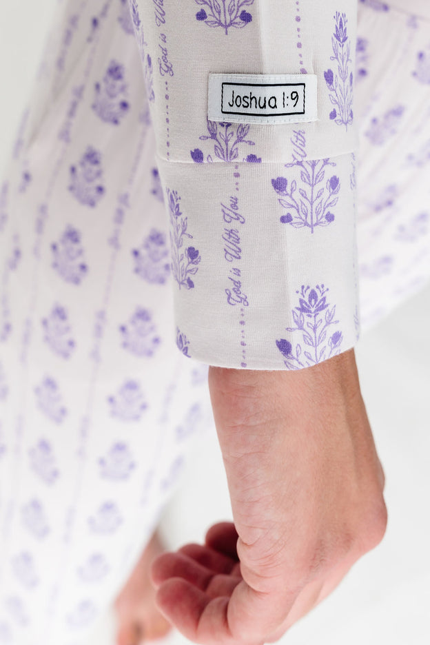 God is With You Floral PJ Womens Long Sleeve Jogger Set Bamboo