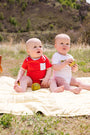 Baby Shine Red Prayer Pocket Bodysuit | Short Sleeve