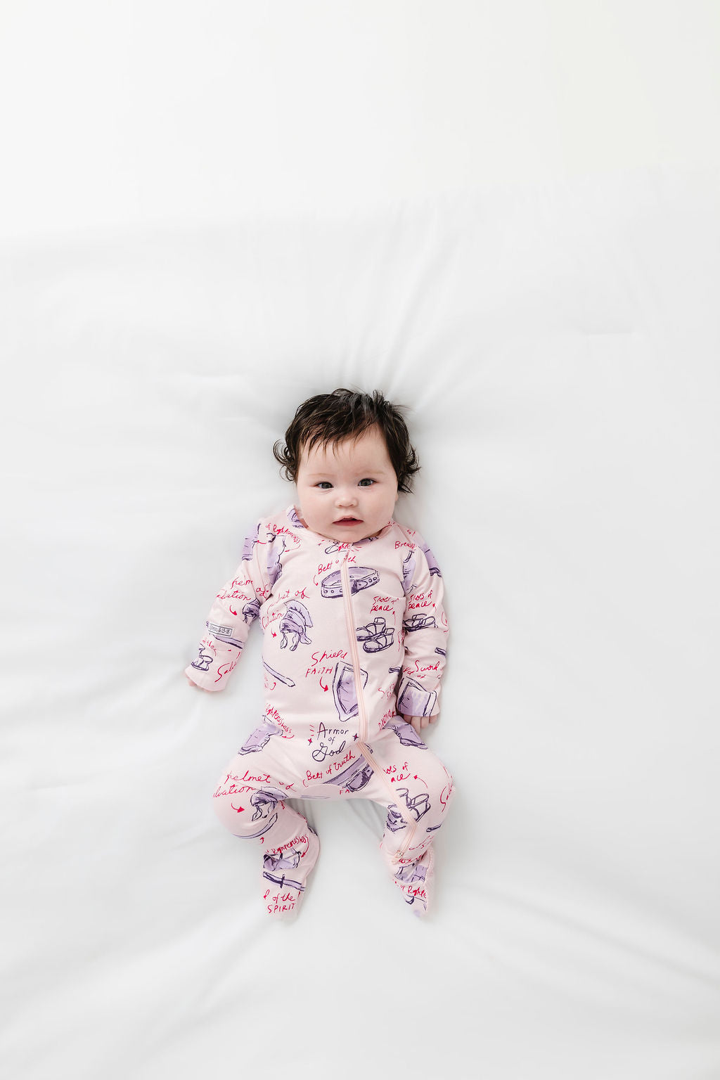 Armor of God Pink PJ Footed Onesie Bamboo