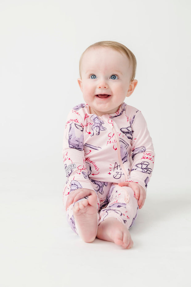 Armor of God Pink PJ Footless Onesie Bamboo
