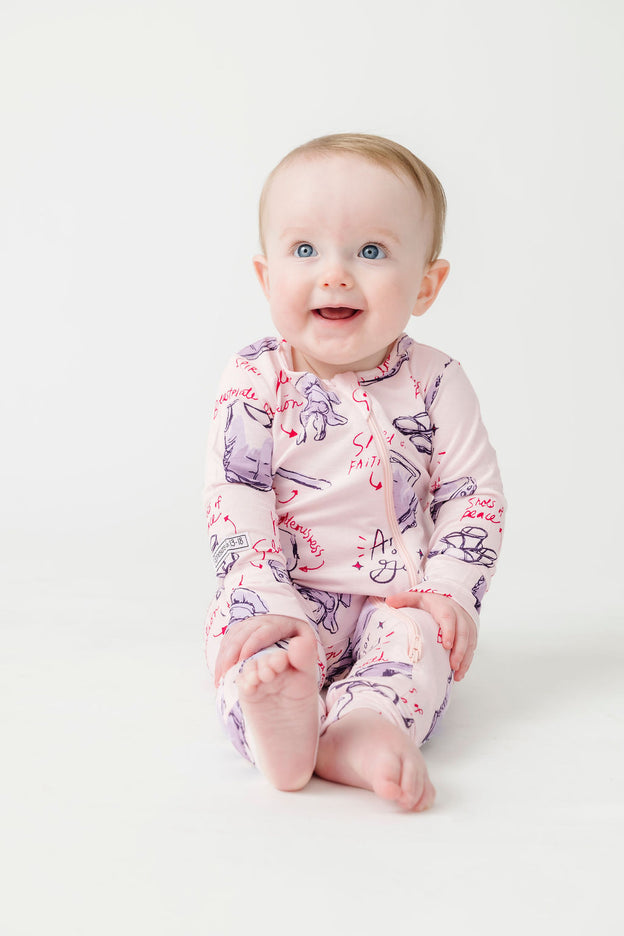 Armor of God Pink PJ Footless Onesie Bamboo