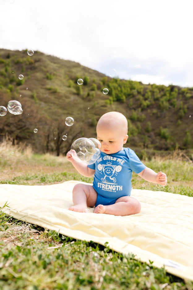 Baby He Gives Me Strength Bodysuit Cotton | Short Sleeve