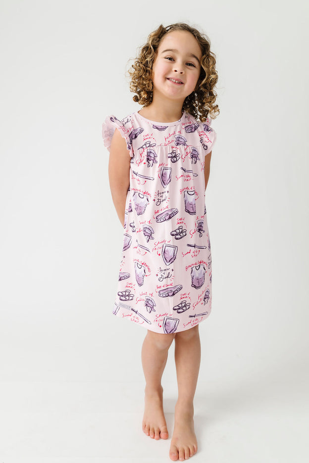Armor of God Pink PJ Girls Nightgown Polyester