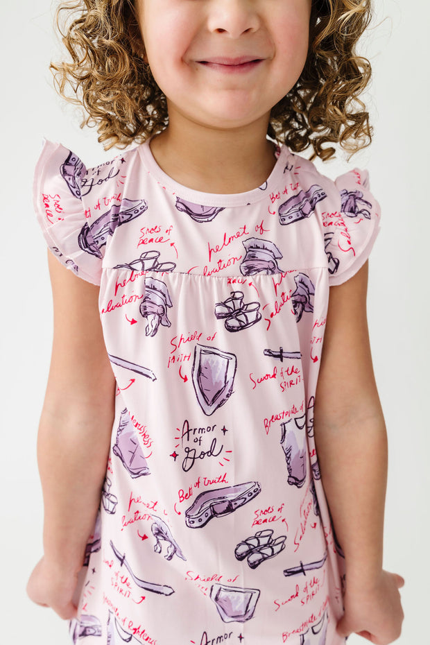 Armor of God Pink PJ Girls Nightgown Polyester