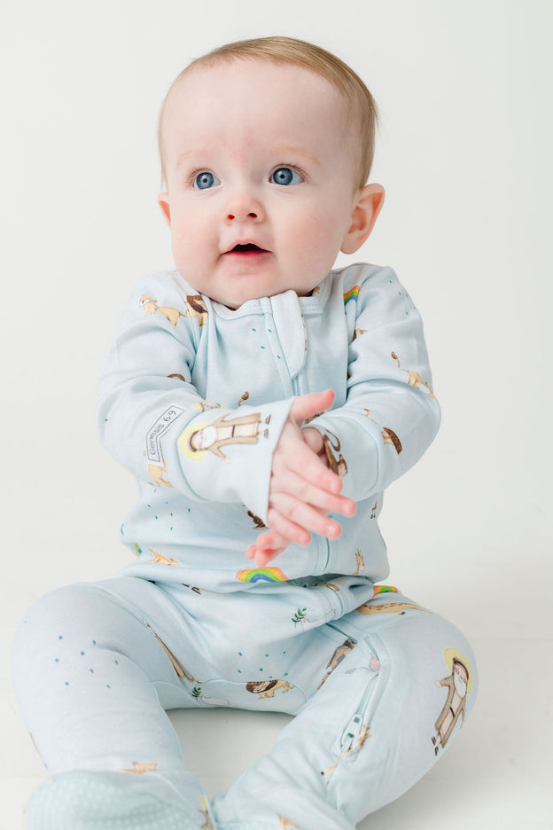 Noah and the Ark PJ Footed Onesie Cotton