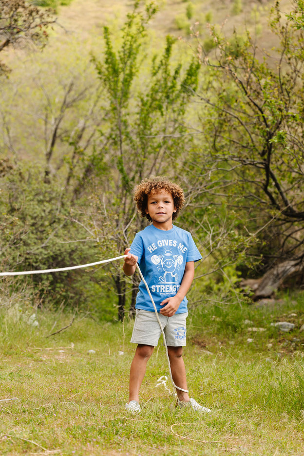 Kids He Gives Me Strength Shorts