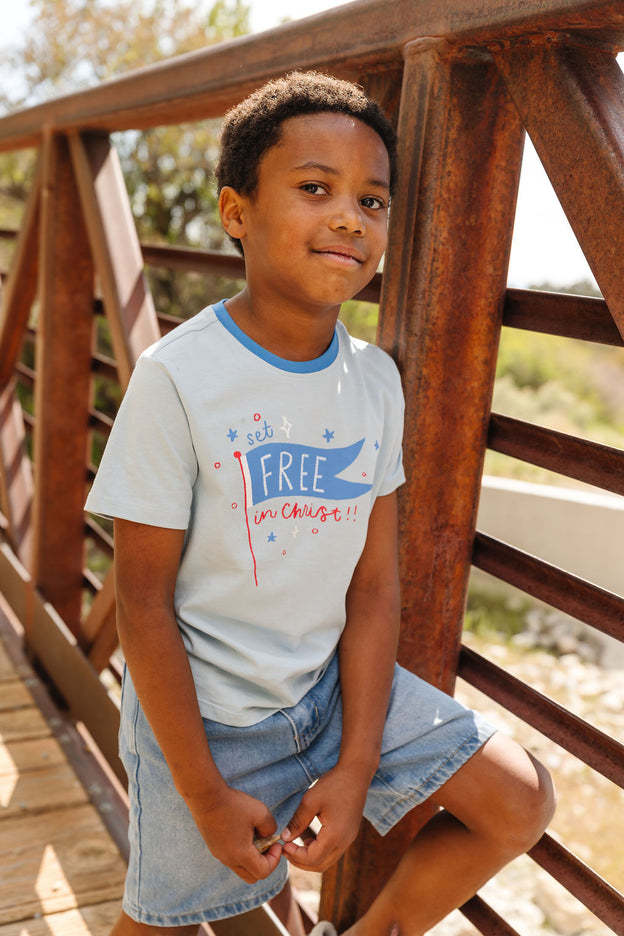 Kids Set Free in Christ T-Shirt Cotton | Short Sleeve
