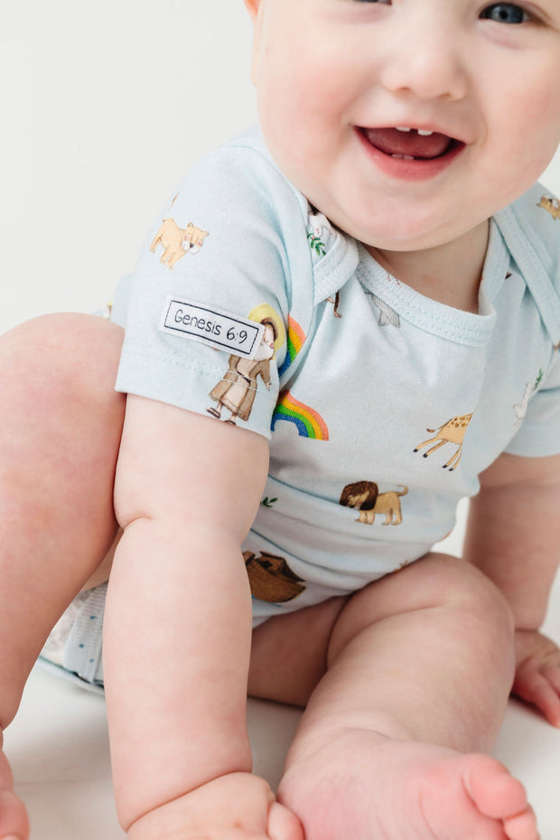 Noah and the Ark Short Sleeve Bodysuit Cotton