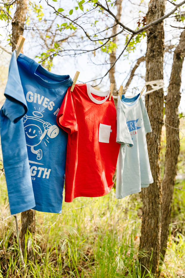 Kids Shine Red Prayer Pocket T-Shirt | Short Sleeve