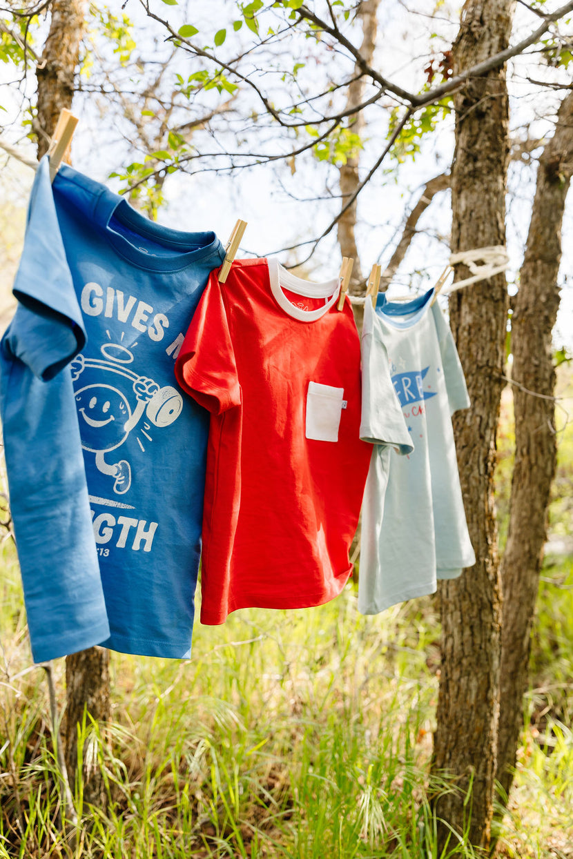 Kids Shine Red Prayer Pocket T-Shirt | Short Sleeve