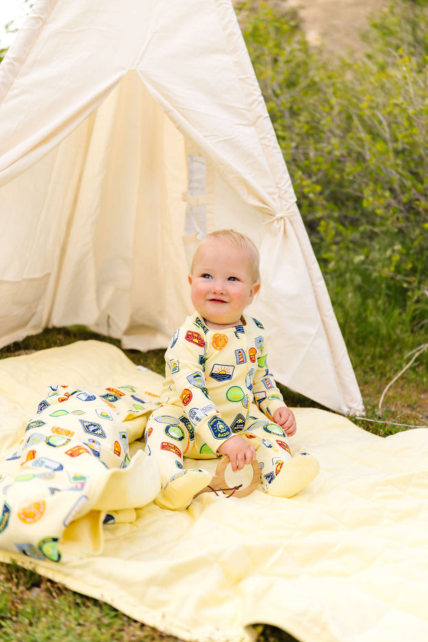 Be the Light Badges PJ Footed Onesie Cotton