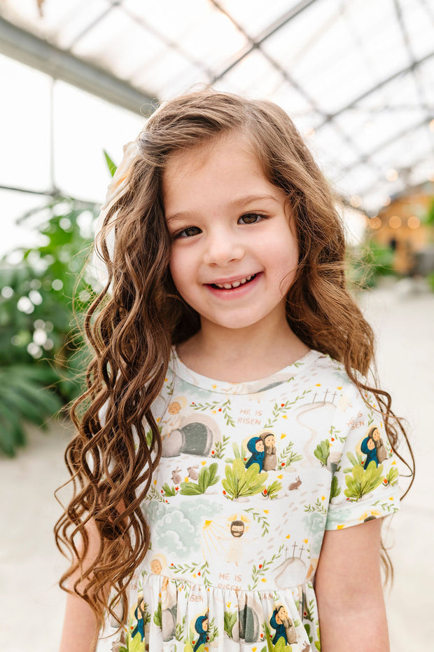He Is Risen Short Sleeve Twirl Dress Cotton