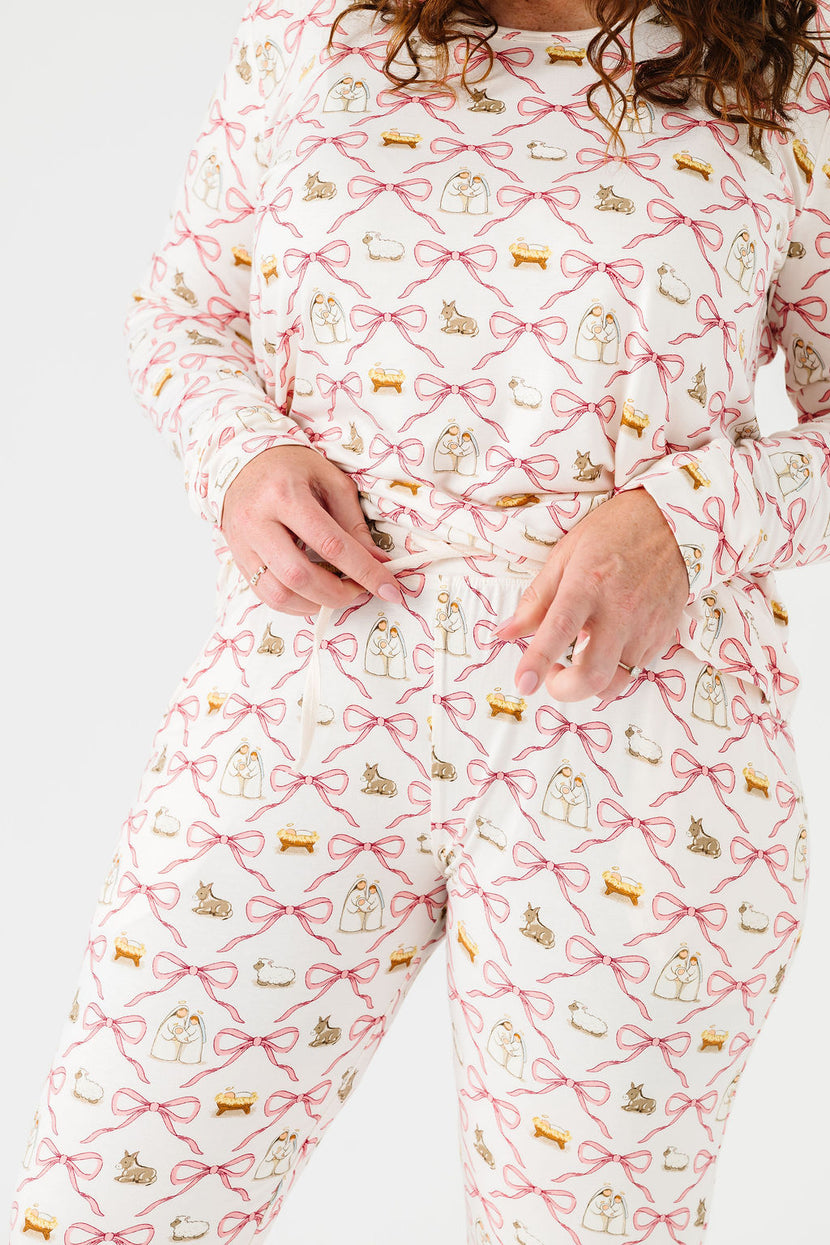 Let Us Adore Him PJ Womens Long Sleeve Jogger Set Bamboo