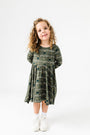 Kids Glory to God Olive Twirl Dress Bamboo | Long Sleeve