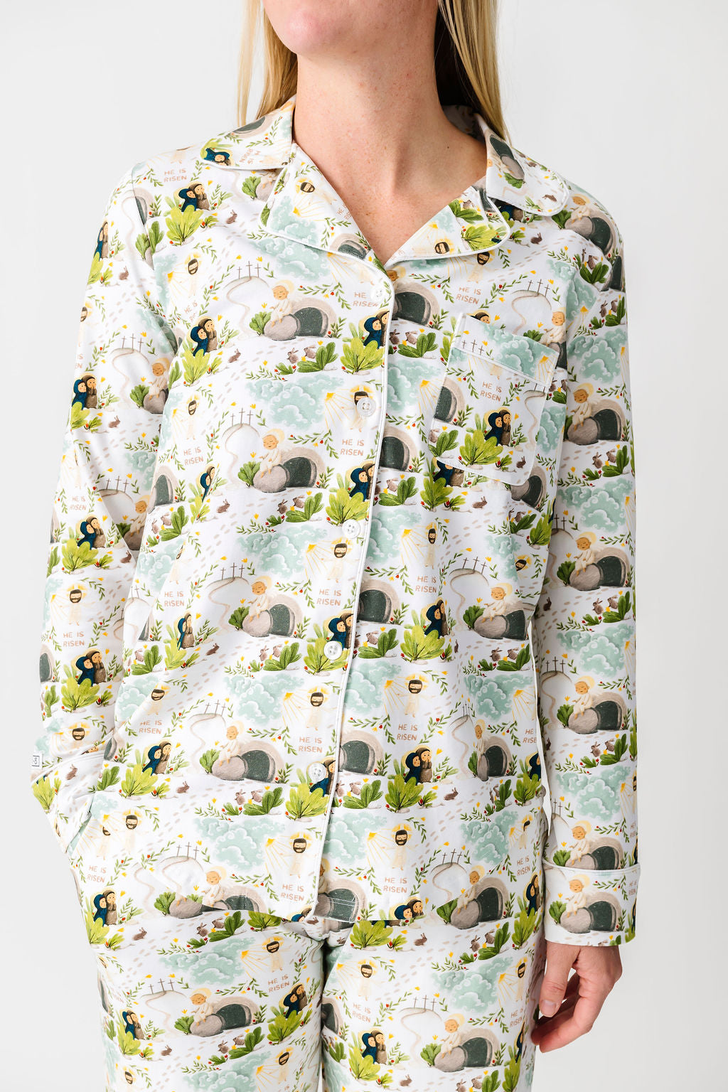 He Is Risen Women's PJ Notch Collar Set Cotton