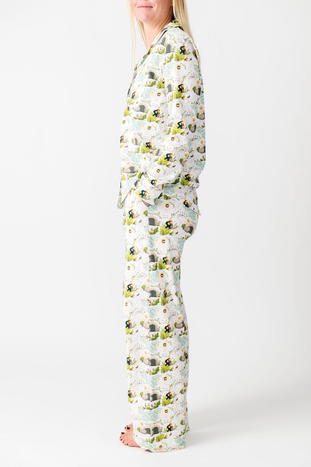 He Is Risen Women's PJ Notch Collar Set Cotton