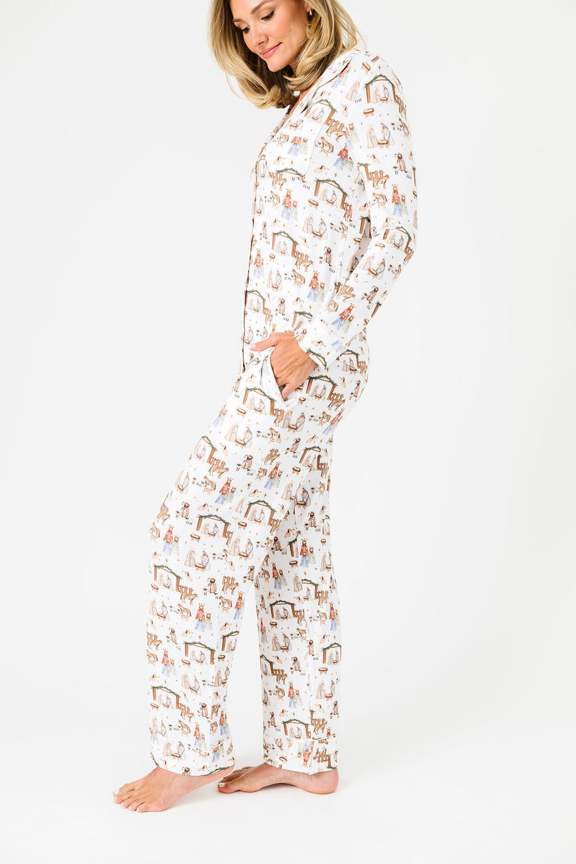The First Noel Womens Notch Collar PJ Set Bamboo