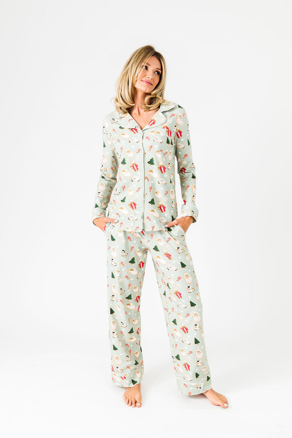 Gingerbread Jesus PJ Womens Notch Collar Set Cotton