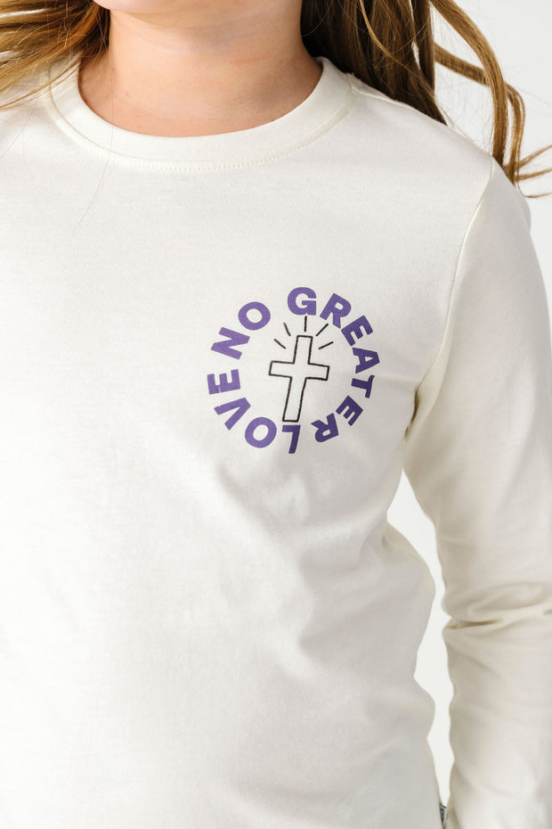 Kids No Greater Love Purple T-Shirt Cotton | Long Sleeve