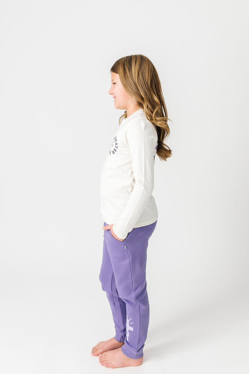 Kids No Greater Love Purple T-Shirt Cotton | Long Sleeve