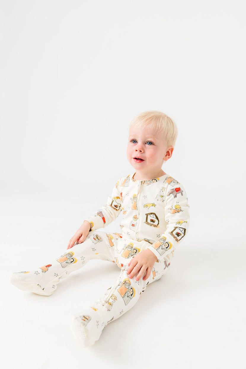 Away in a Manger PJ Footed Onesie Cotton