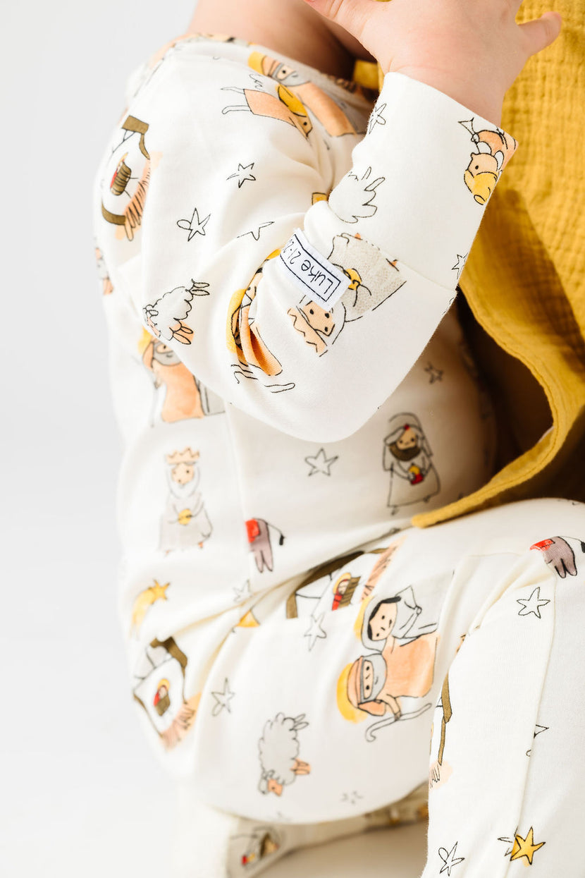 Away in a Manger PJ Footed Onesie Cotton