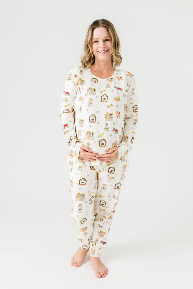 Away in a Manger Womens Jogger PJ Set Cotton